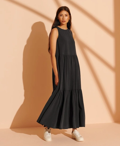SUPERDRY WOMEN'S CULT STUDIOS TIERED MAXI DRESS BLACK