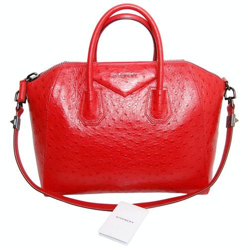 Shop Pre-owned Givenchy Antigona Red Ostrich Handbag
