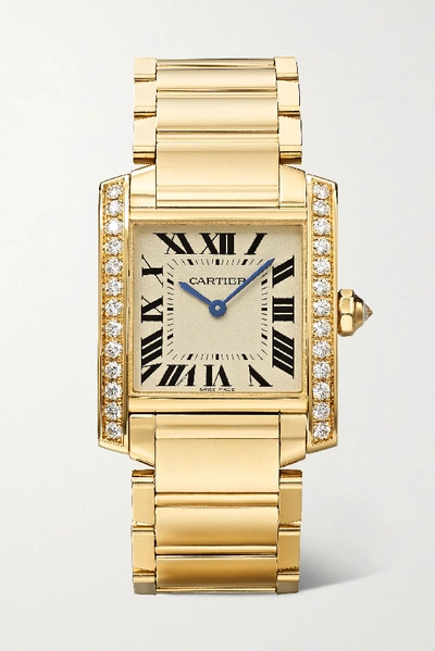 CARTIER Tank Française 25mm medium 18-karat gold and diamond watch