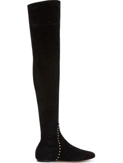 CHARLOTTE OLYMPIA Black Suede Thigh-High Andie Boots