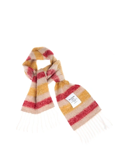 Acne Studios Striped Scarf In Beige Red Yellow