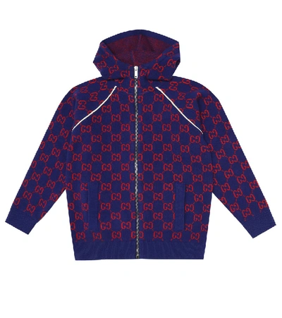 Gucci Gg Jacquard Wool Track Jacket In Blue