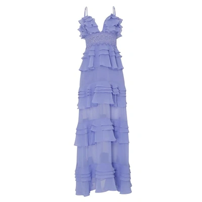 True Decadence Cornflower Blue Tiered Ruffle Maxi Dress
