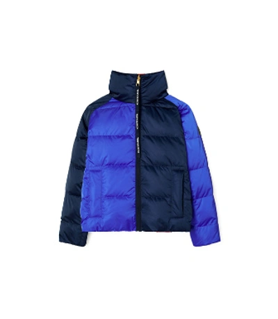 TORY BURCH REVERSIBLE COLOR-BLOCK DOWN JACKET