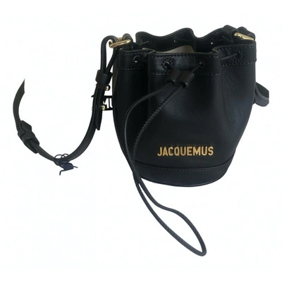 JACQUEMUS LE PETIT HAQIBA BLACK LEATHER HANDBAG