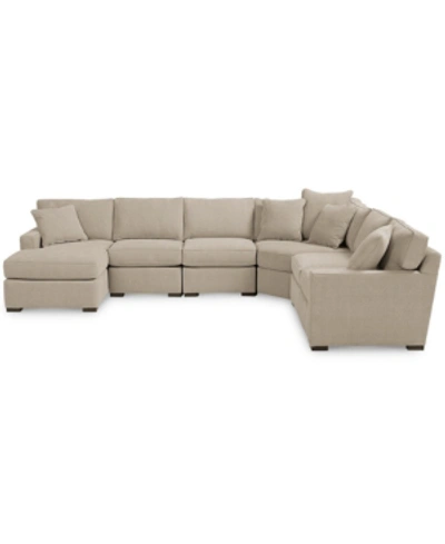 FURNITURE RADLEY FABRIC 6-PIECE CHAISE SECTIONAL WITH WEDGE, CREATED FOR MACY'S