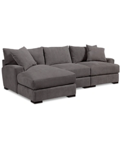 FURNITURE CLOSEOUT! RHYDER 3-PC. FABRIC SECTIONAL SOFA WITH CHAISE, CREATED FOR MACY'S