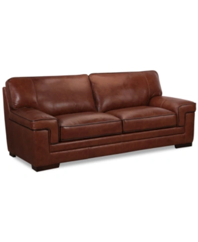 FURNITURE MYARS 91" LEATHER SOFA, CREATED FOR MACY'S