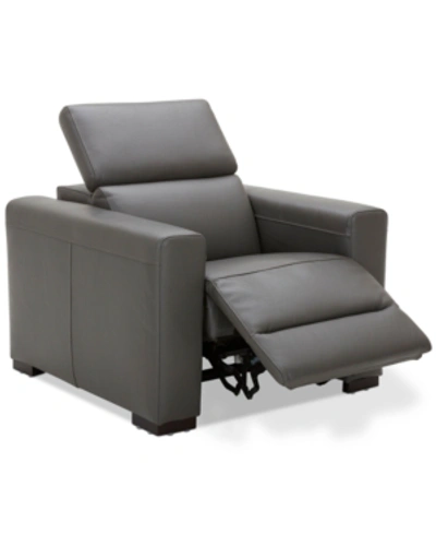 FURNITURE NEVIO 39" LEATHER POWER RECLINER WITH RACHET HEADREST