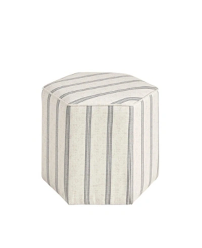 MARTHA STEWART COLLECTION MARTHA STEWART ELLEN FARMHOUSE 18"W STRIPE UPHOLSTERED HEXAGON ACCENT OTTOMAN