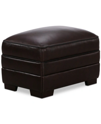 FURNITURE MYARS LEATHER OTTOMAN, CREATED FOR MACY'S