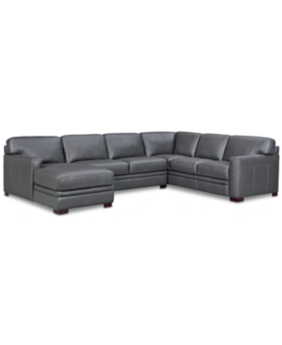 FURNITURE CLOSEOUT! AVENELL 137" 3-PC. LEATHER SECTIONAL WITH CHAISE, CREATED FOR MACY'S