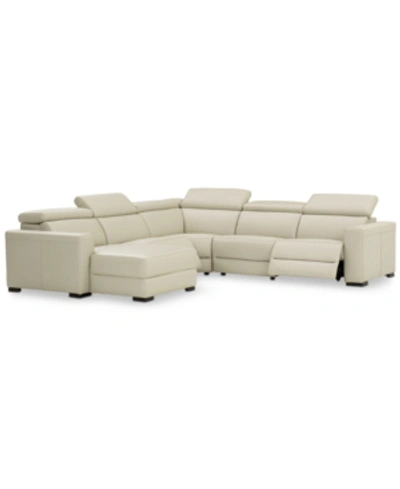 FURNITURE NEVIO 5-PC LEATHER SECTIONAL, 2 POWER RECLINERS, CREATED FOR MACY'S