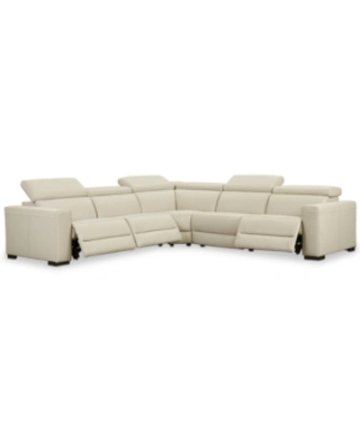 FURNITURE NEVIO 5-PC LEATHER "L" SECTIONAL WITH 3 POWER RECLINERS, CREATED FOR MACY'S