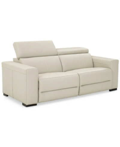 FURNITURE NEVIO 82" 2PC LEATHER SOFA WITH 2 POWER RECLINERS, CREATED FOR MACY'S