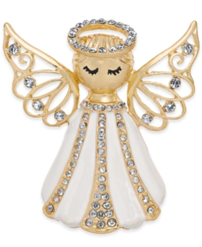 CHARTER CLUB GOLD-TONE CRYSTAL ANGEL PIN, CREATED FOR MACY'S