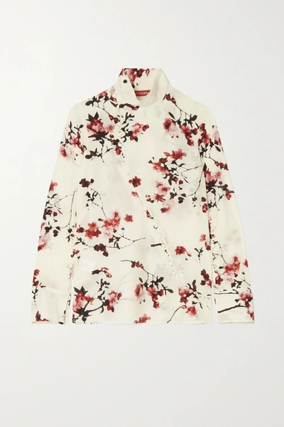 ALTUZARRA MARJORIE BUTTON-EMBELLISHED FLORAL-PRINT SILK BLOUSE