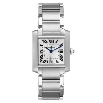 CARTIER TANK FRANCAISE SILVER DIAL AUTOMATIC STEEL MENS WATCH W51002Q3