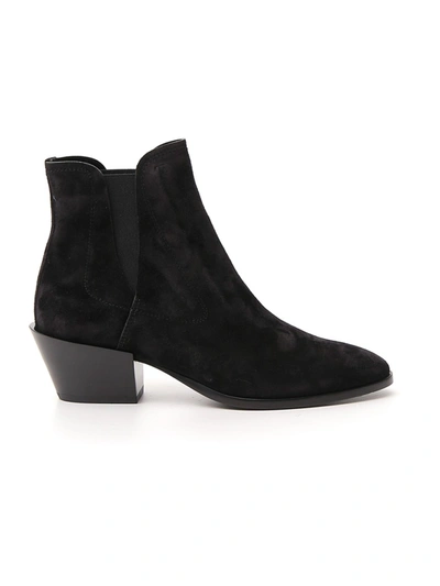 TOD'S BLACK SUEDE ANKLE BOOTS