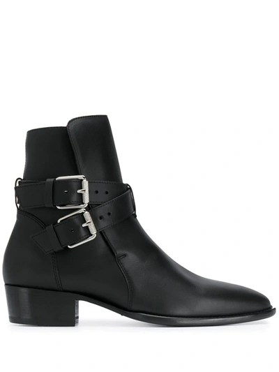 AMIRI DOUBLE BUCKLE ANKLE BOOTS