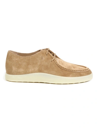 TOD'S BEIGE SUEDE LACE-UP SHOES
