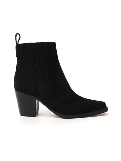 GANNI BLACK SUEDE ANKLE BOOTS