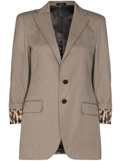 R13 HOUNDSTOOTH-PATTERN SINGLE-BREASTED BLAZER