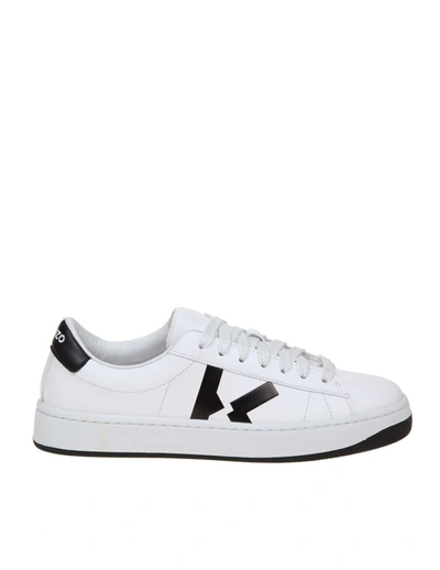KENZO SNEAKERS KOURT LACE UP IN WHITE LEATHER