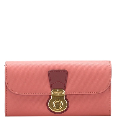 BURBERRY PINK LEATHER LONG DK88 WALLET