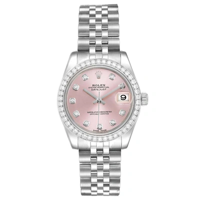 ROLEX PINK DIAMONDS 18K WHITE GOLD AND STAINLESS STEEL DATEJUST 178384 WOMEN'S WRISTWATCH 31 MM