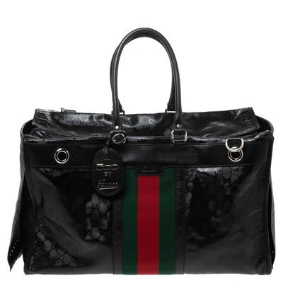 GUCCI X FIAT BLACK GG IMPRIME CANVAS AND LEATHER SPECIAL EDITION PET CARRIER BAG