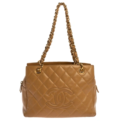 CHANEL BEIGE QUILTED CAVIAR LEATHER PETITE TIMELESS SHOPPER TOTE