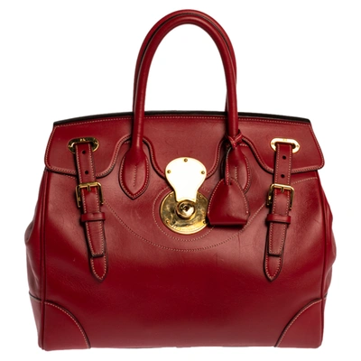 RALPH LAUREN RED SOFT LEATHER RICKY 33 TOTE
