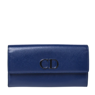DIOR BLUE PATENT LEATHER MANIA RENDEZ-VOUS WALLET ON CHAIN