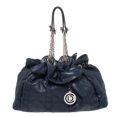DIOR NAVY BLUE CANNAGE LEATHER LE TRENTE HOBO