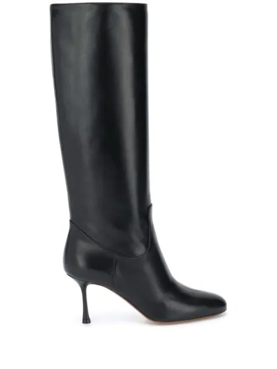 FRANCESCO RUSSO KNEE-LENGTH LEATHER BOOTS