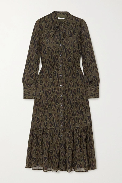 DEREK LAM 10 CROSBY SAMMY LEOPARD-PRINT CHIFFON MIDI DRESS