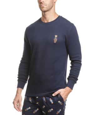 Shop Polo Ralph Lauren Men's Polo Bear Waffle-knit Pajama Shirt In Cruise  Navy