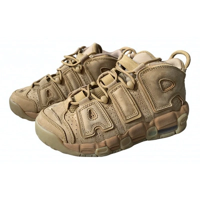 NIKE AIR MORE UPTEMPO CAMEL LEATHER TRAINERS