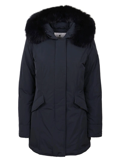 WOOLRICH BLUE PADDED JACKET TECHNICAL FABRIC
