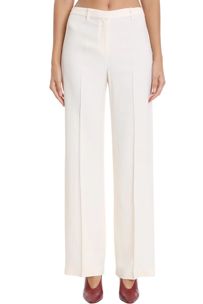 THEORY WIDE TROUSER PANTS IN WHITE VISCOSE