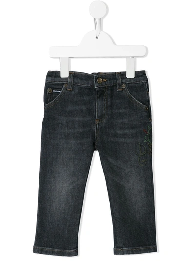 DOLCE & GABBANA EMBROIDERED LOGO JEANS