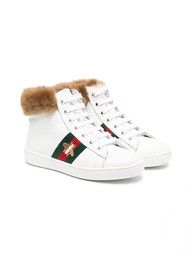 GUCCI ACE LEATHER HIGH-TOP SNEAKERS