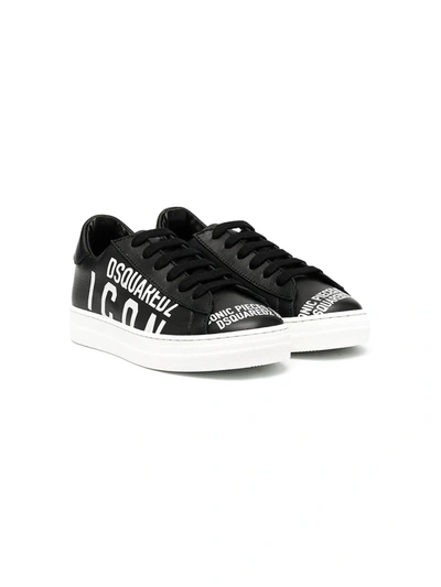 DSQUARED2 SLOGAN PRINT LACE-UP SNEAKERS