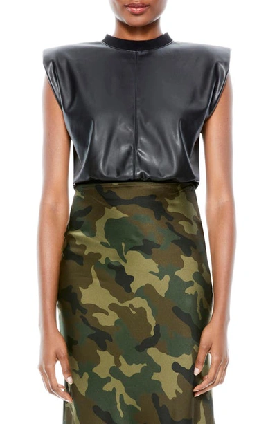 ALICE AND OLIVIA KENDRICK FAUX LEATHER CROP TOP