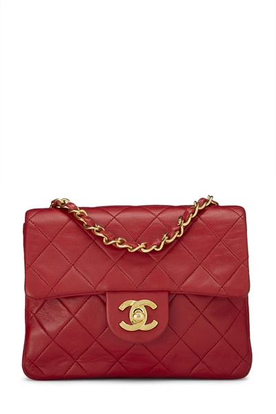 CHANEL Red Quilted Lambskin Half Flap Mini