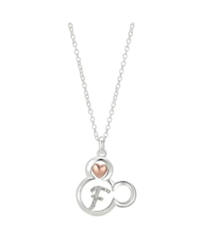 DISNEY TWO-TONE MICKEY MOUSE INITIAL PENDANT NECKLACE IN FINE SILVER PLATE