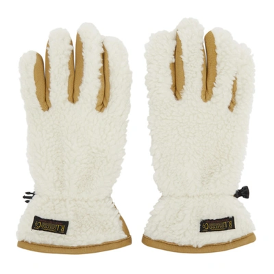 POLO RALPH LAUREN POLO RALPH LAUREN TAN AND OFF-WHITE SHERPA OUTDOOR TOUCH GLOVES