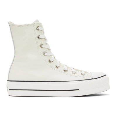 CONVERSE OFF-WHITE LEATHER CHUCK LIFT HIGH-TOP SNEAKERS