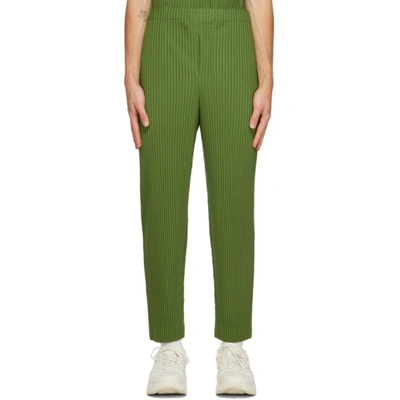 ISSEY MIYAKE HOMME PLISSE ISSEY MIYAKE GREEN COLORFUL PLEATS TROUSERS